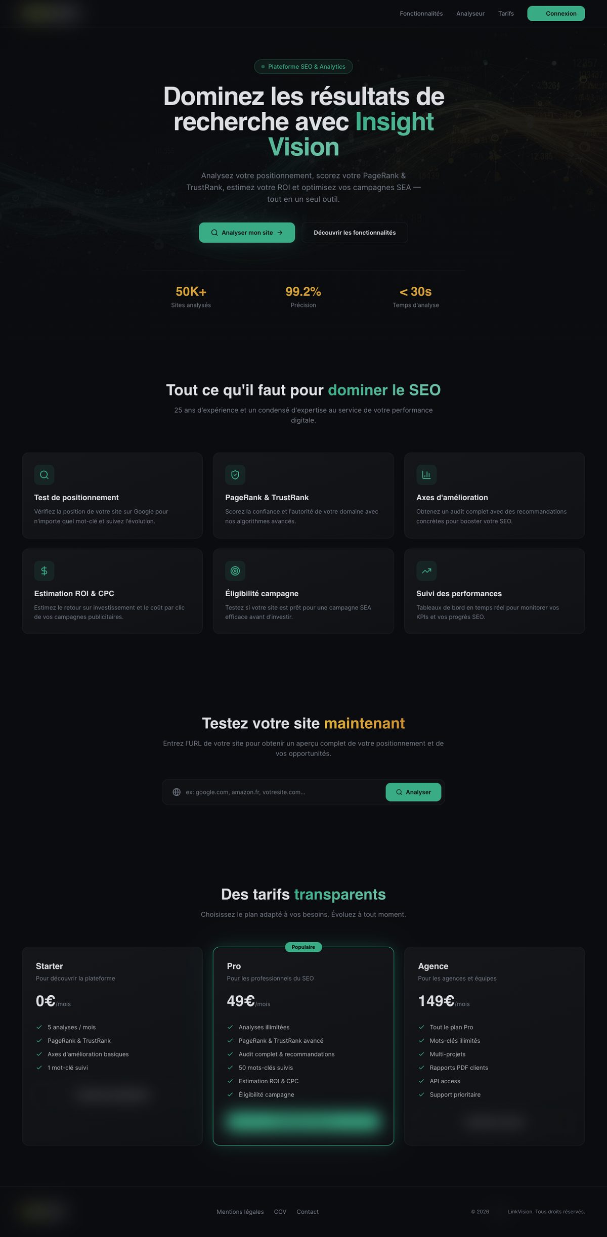 Site réalisé pour : plateforme seo & analytics